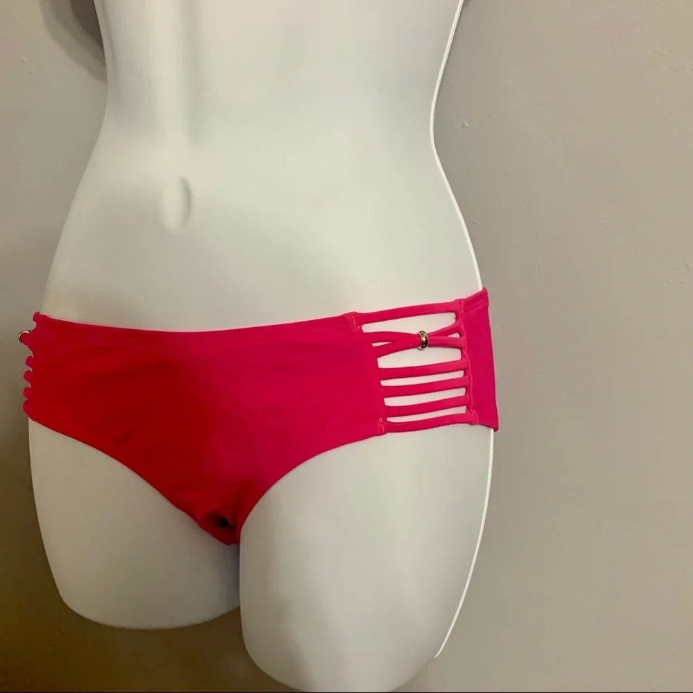 34C / Small Aerie Pink w/ Gold Beads Bikini Set - Picture 4 of 4